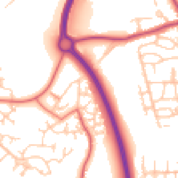 Daytime road noise heatmap for PR5 5UD