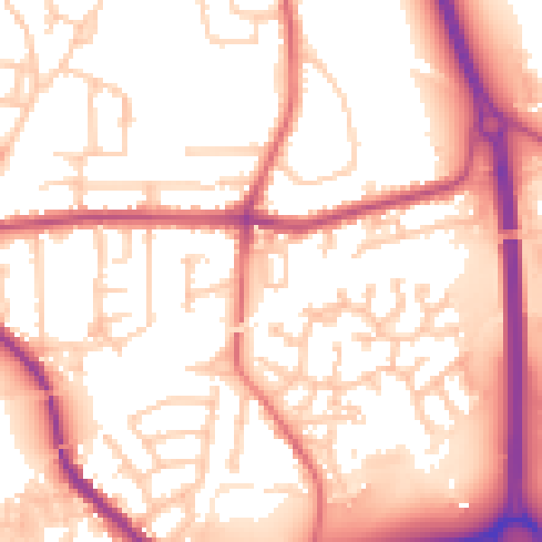 Daytime road noise heatmap for PR5 5XJ
