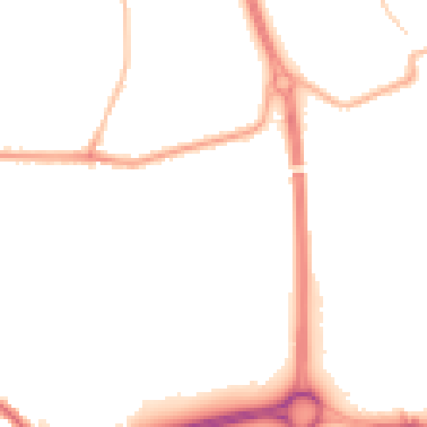 Night-time road noise heatmap for PR5 5YX