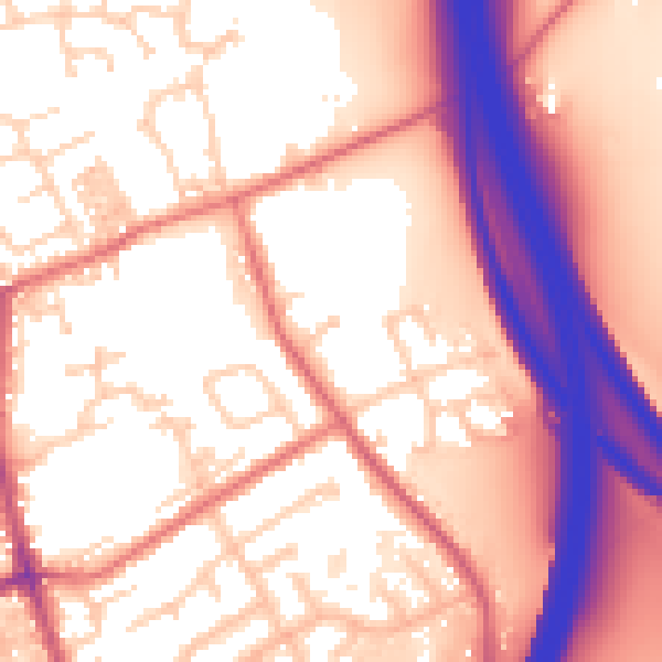 Daytime road noise heatmap for PR5 6DU