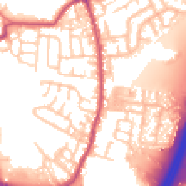 Daytime road noise heatmap for PR5 6HA