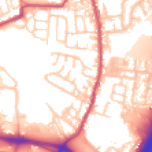 Daytime road noise heatmap for PR5 6HH