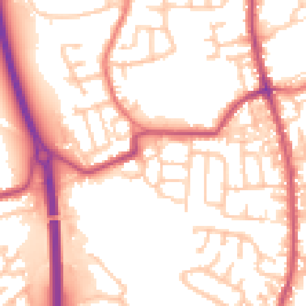 Daytime road noise heatmap for PR5 6SG