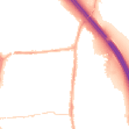 Night-time road noise heatmap for PR6 0DT