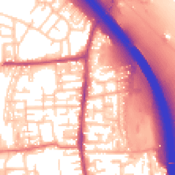 Daytime road noise heatmap for PR6 0DZ