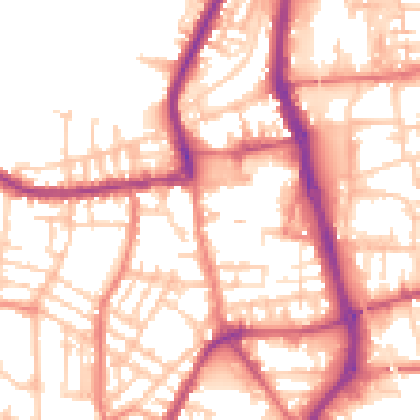 Daytime road noise heatmap for PR7 1BG