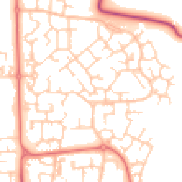 Daytime road noise heatmap for PR7 7HT