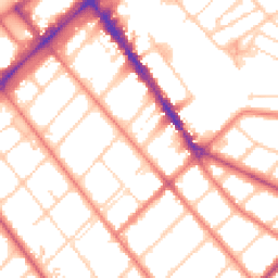 Daytime road noise heatmap for PR8 1BD
