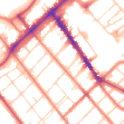 Daytime road noise heatmap for PR8 1HU