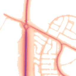 Daytime road noise heatmap for PR8 2RS