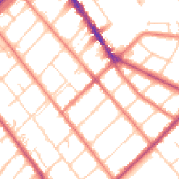 Daytime road noise heatmap for PR8 5AB