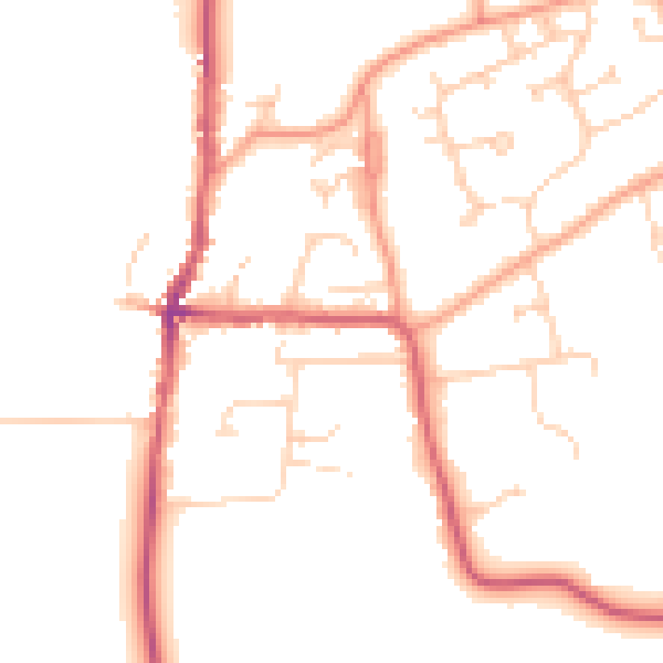 Daytime road noise heatmap for RG10 8AA