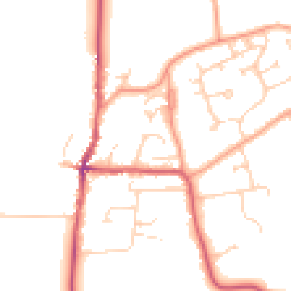 Daytime road noise heatmap for RG10 8BS