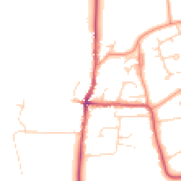 Daytime road noise heatmap for RG10 8BY