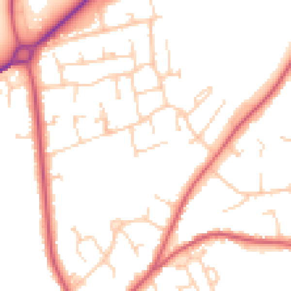 Daytime road noise heatmap for RG10 9AX
