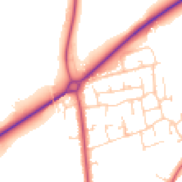 Daytime road noise heatmap for RG10 9BU