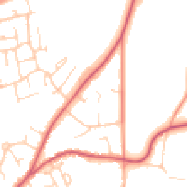 Daytime road noise heatmap for RG10 9FJ