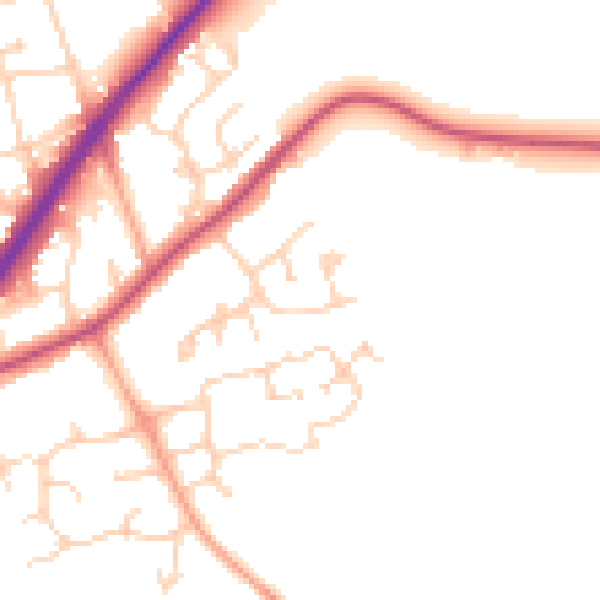 Daytime road noise heatmap for RG10 9QF