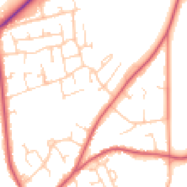 Daytime road noise heatmap for RG10 9UF