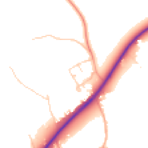 Daytime road noise heatmap for RG10 9YQ