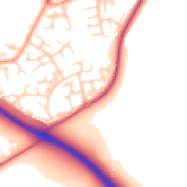 Daytime road noise heatmap for RG12 0GA