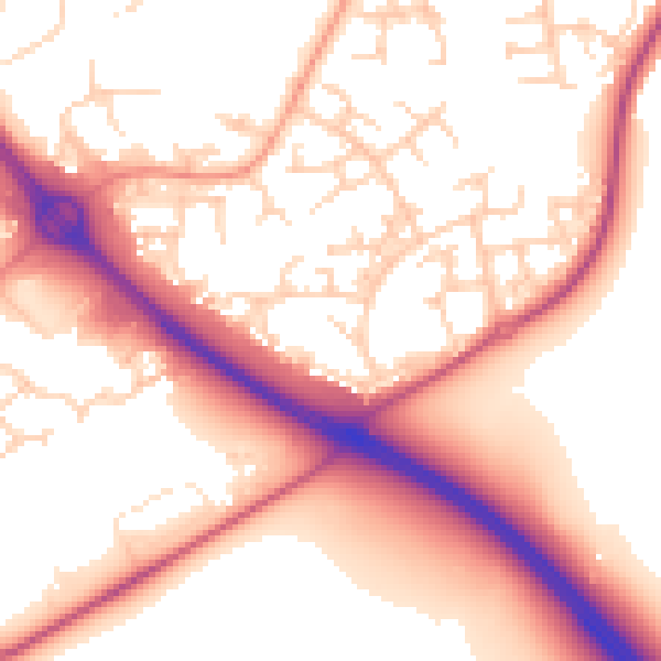 Daytime road noise heatmap for RG12 0GL
