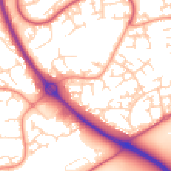 Daytime road noise heatmap for RG12 0TT