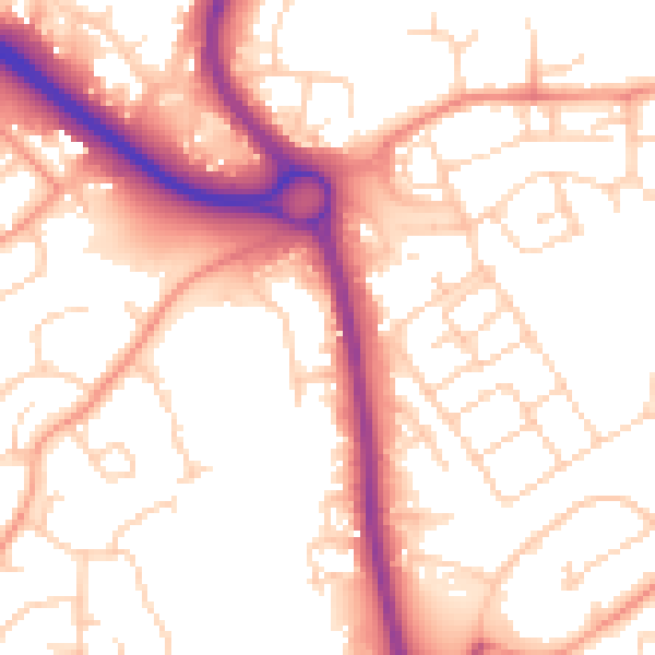 Daytime road noise heatmap for RG12 7AS