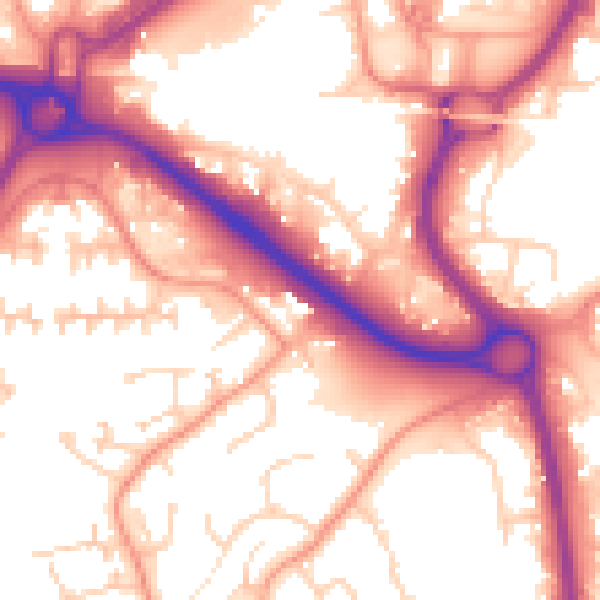 Daytime road noise heatmap for RG12 7DR