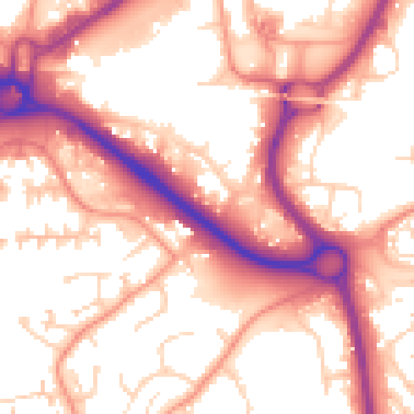 Daytime road noise heatmap for RG12 7EQ
