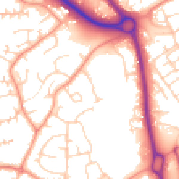 Daytime road noise heatmap for RG12 7FZ