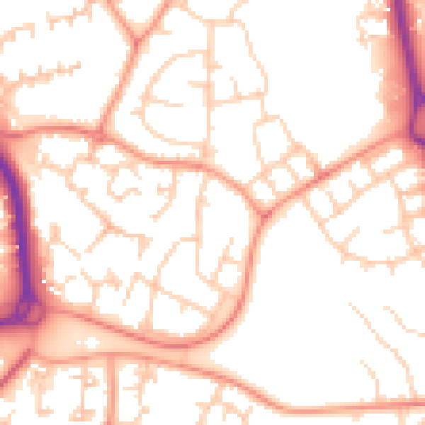 Daytime road noise heatmap for RG12 7LX