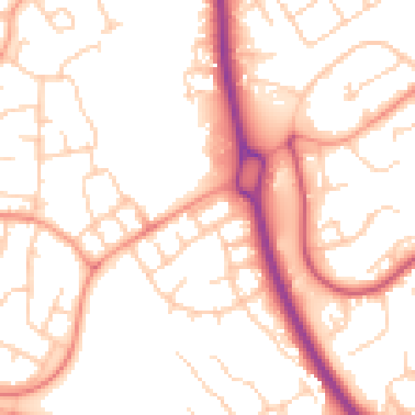 Daytime road noise heatmap for RG12 7NP
