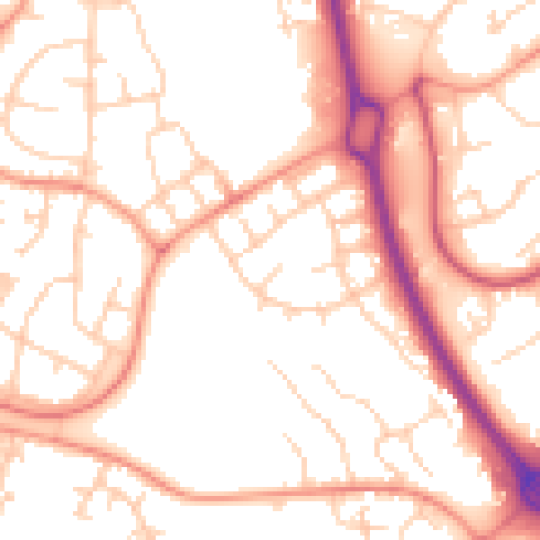 Daytime road noise heatmap for RG12 7PP