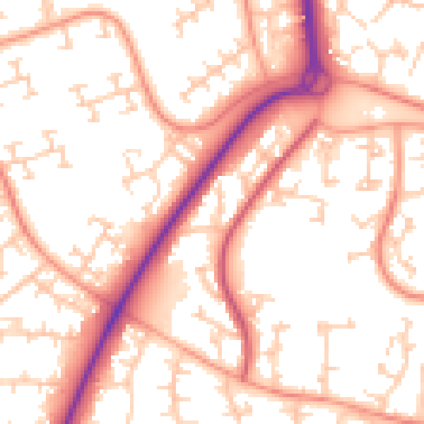 Daytime road noise heatmap for RG12 7RF