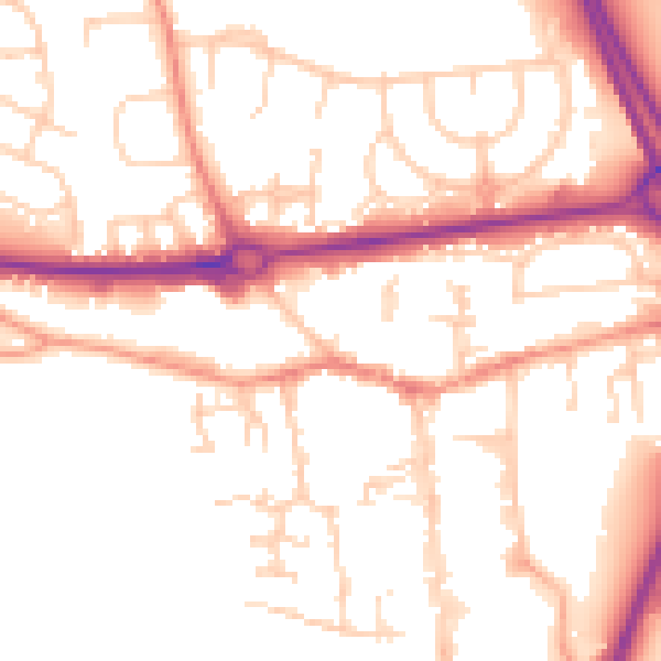 Daytime road noise heatmap for RG14 1AQ