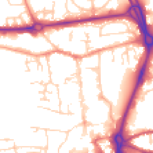 Daytime road noise heatmap for RG14 1AW