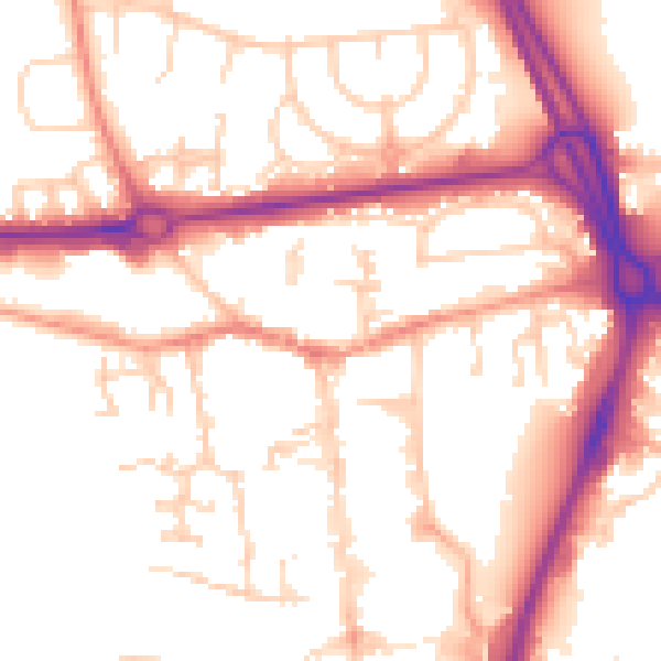 Daytime road noise heatmap for RG14 1AX
