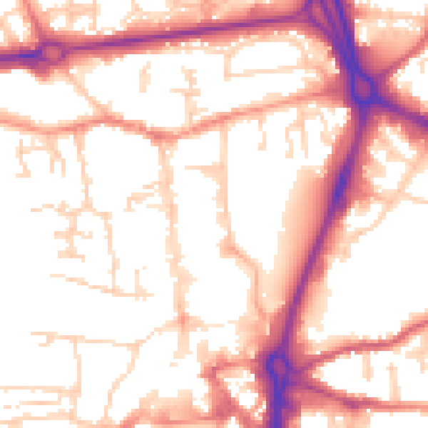 Daytime road noise heatmap for RG14 1EF