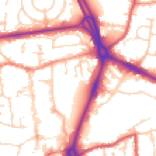 Daytime road noise heatmap for RG14 1EL
