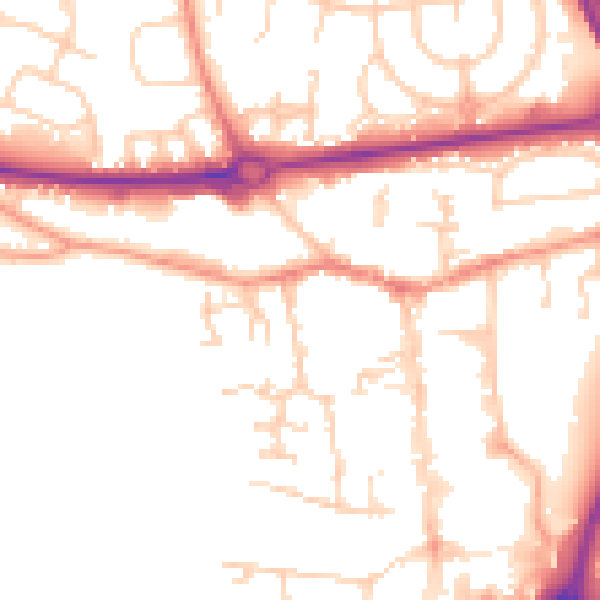 Daytime road noise heatmap for RG14 1GE