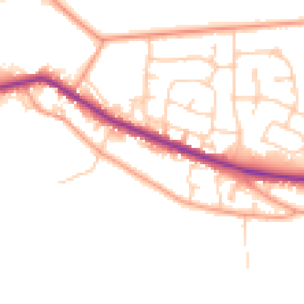 Daytime road noise heatmap for RG14 1QU