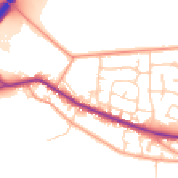 Daytime road noise heatmap for RG14 1UU