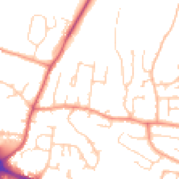 Daytime road noise heatmap for RG14 2HP