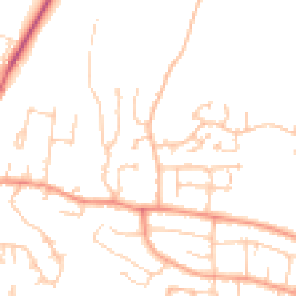 Daytime road noise heatmap for RG14 2NG