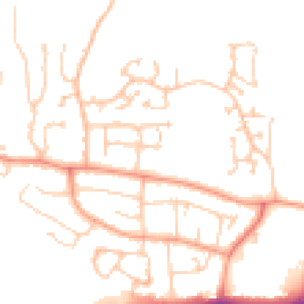 Daytime road noise heatmap for RG14 2NW
