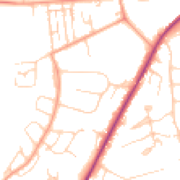 Daytime road noise heatmap for RG14 6LE
