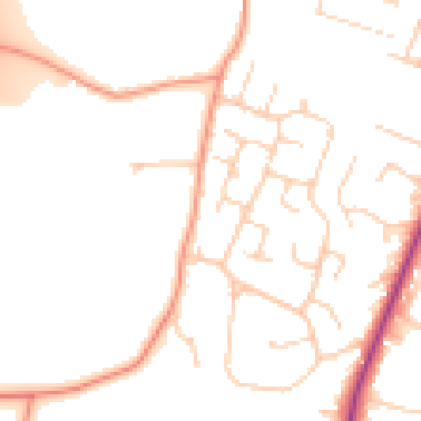 Daytime road noise heatmap for RG14 6SU