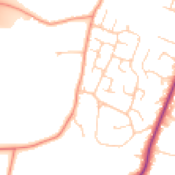 Daytime road noise heatmap for RG14 6TH