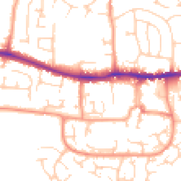 Daytime road noise heatmap for RG19 3US